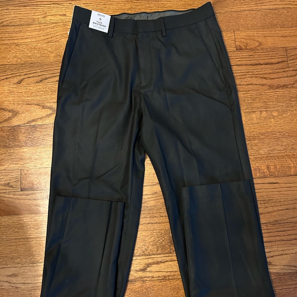 NWT Reaction Kenneth Cole Stretch Slim Fit Black Dress Pants 31x32